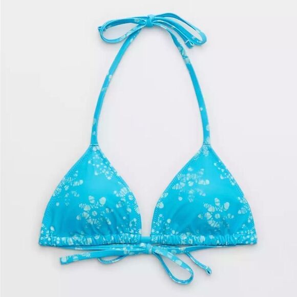 NWT- AERIE String Triangle Bikini Top in Starburst Blue Juniors' Size Medium - Picture 1 of 6